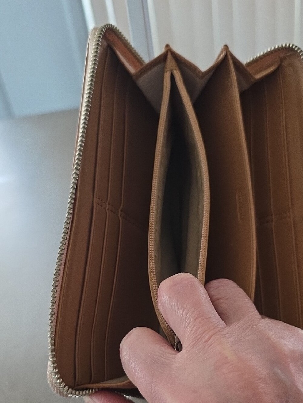 Coach Brown Signature Canvas Zip Wallet with Leather Trim - Picture 5 of 10